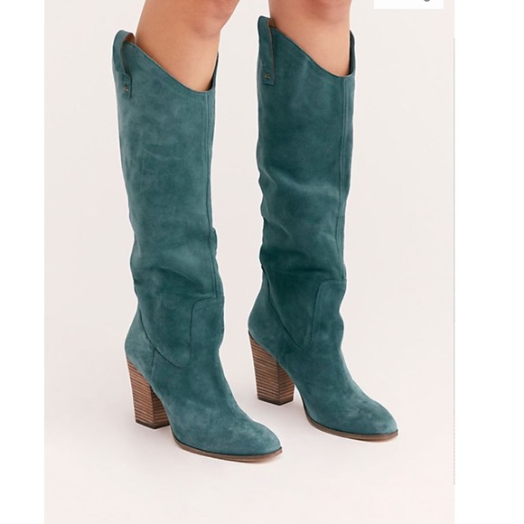 New! Free People western style suede heeled boots - Picture 3 of 7